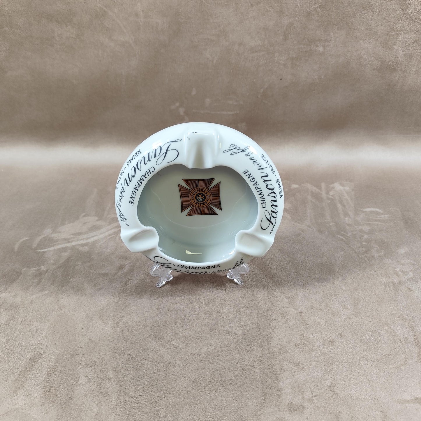 Cendrier Champagne Lanson en porcelaine de Villenauxe Made in France Vintage 1960