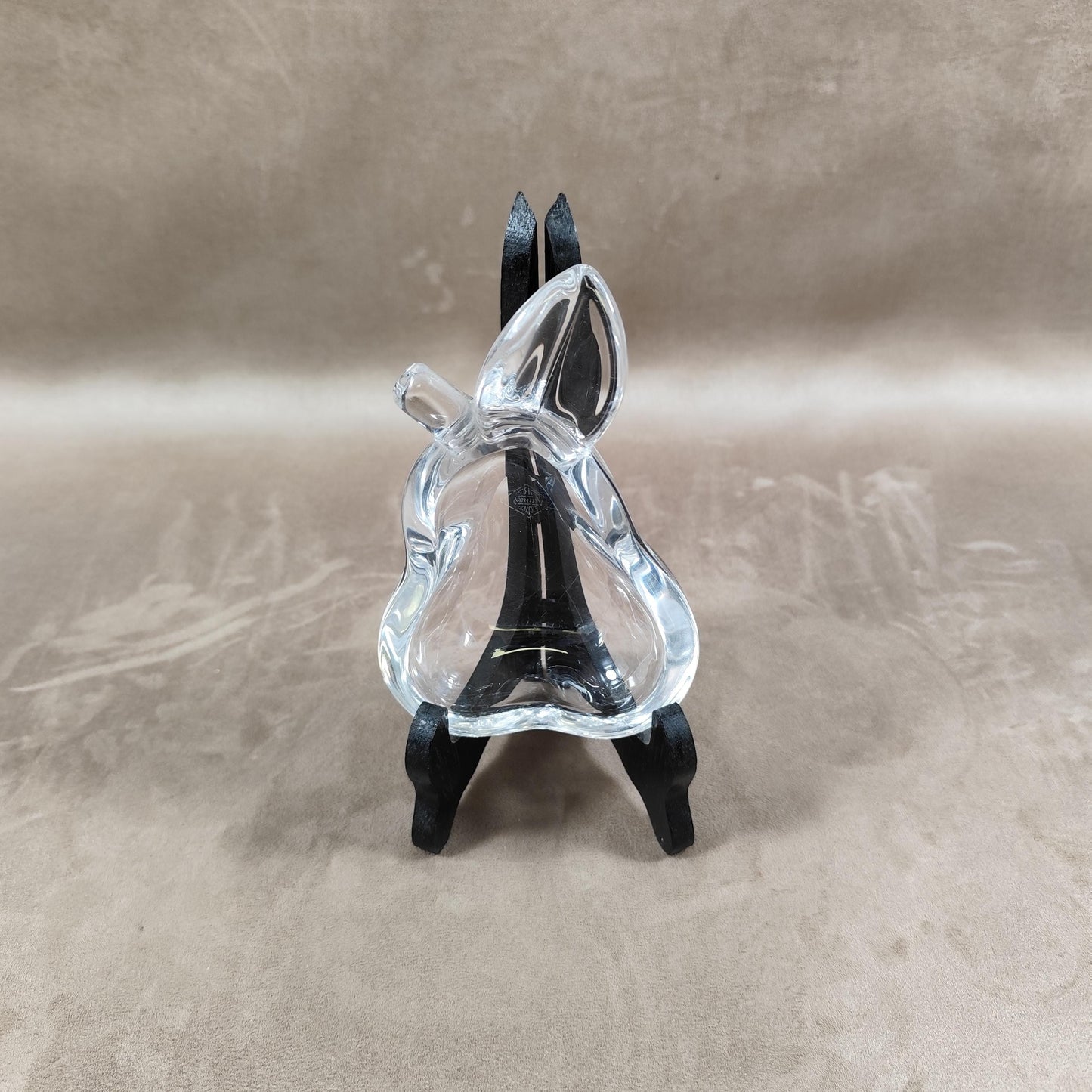 Cendrier en forme de poire en cristal par Art Vannes Made in France Vintage 1970