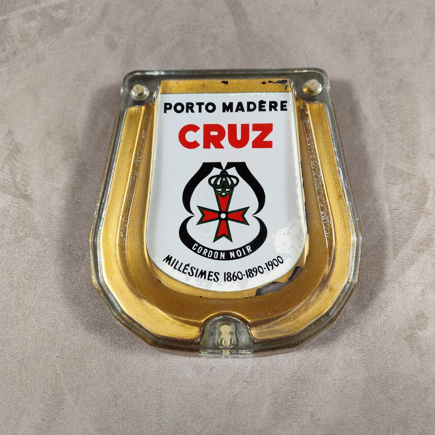Cendrier Publicitaire Porto Cruz en verre Made in France Vintage 1970