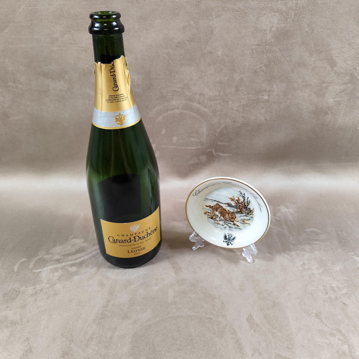 Cendrier publicitaire Champagne Canard Duchene en faience Made in France Vintage 1970