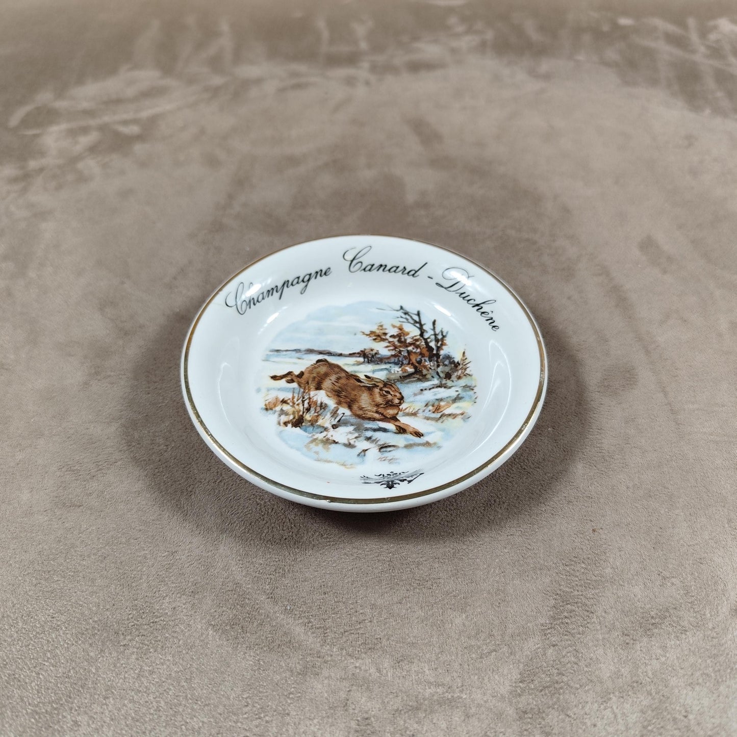 Cendrier publicitaire Champagne Canard Duchene en faience Made in France Vintage 1970