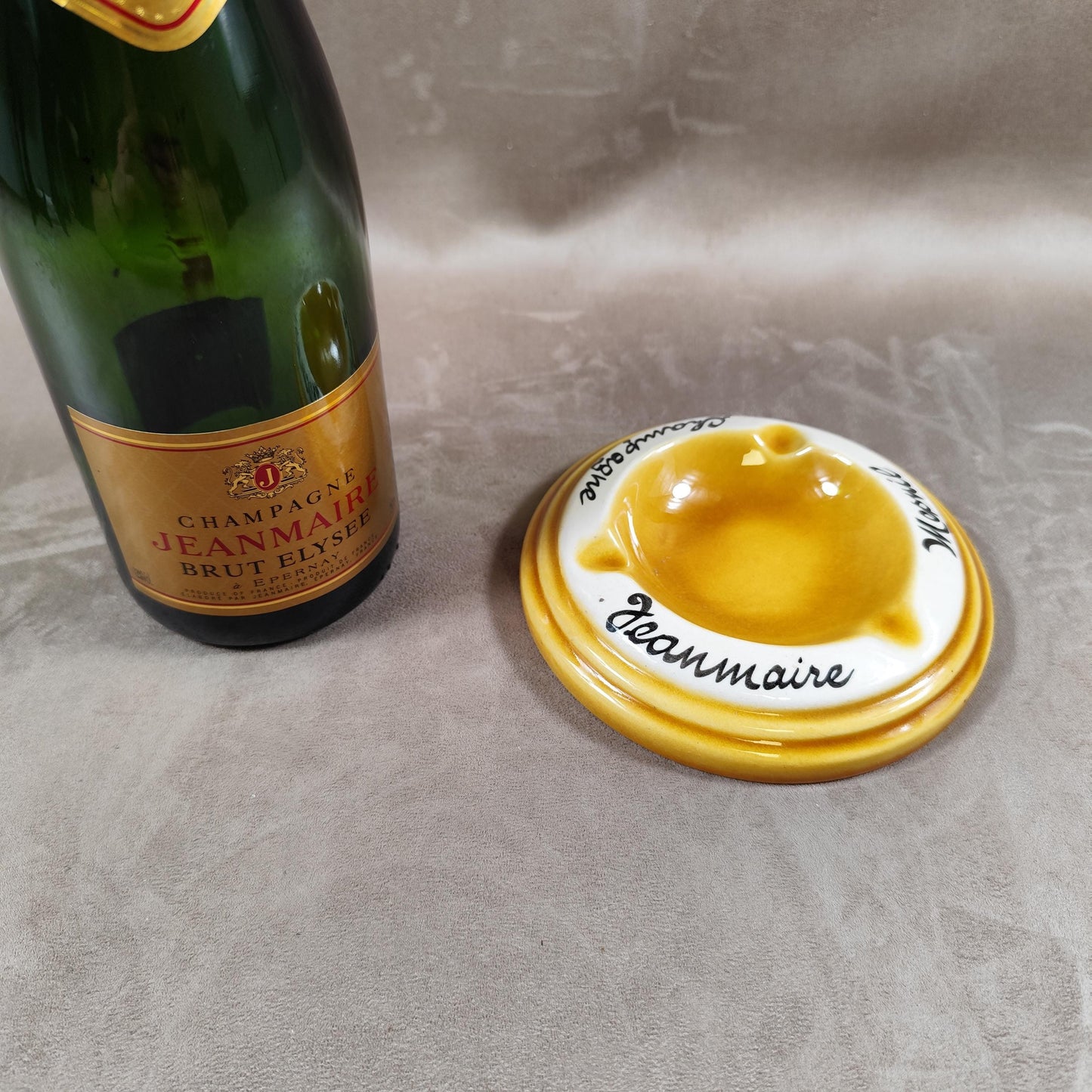 Cendrier champagne Jean Maire en céramique Made in France Vintage 1950