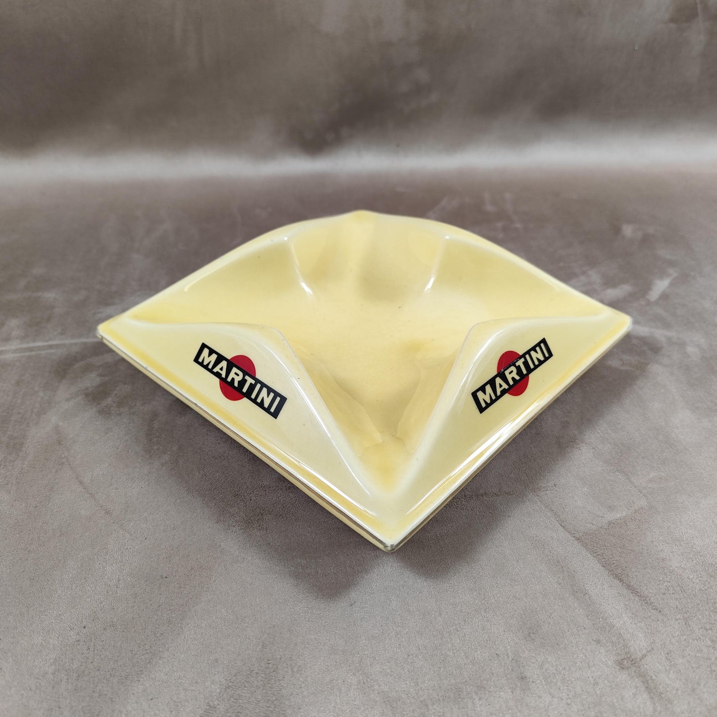 Cendrier XXL MARTINI publicitaire vintage en faience beige Made in France Années 1960