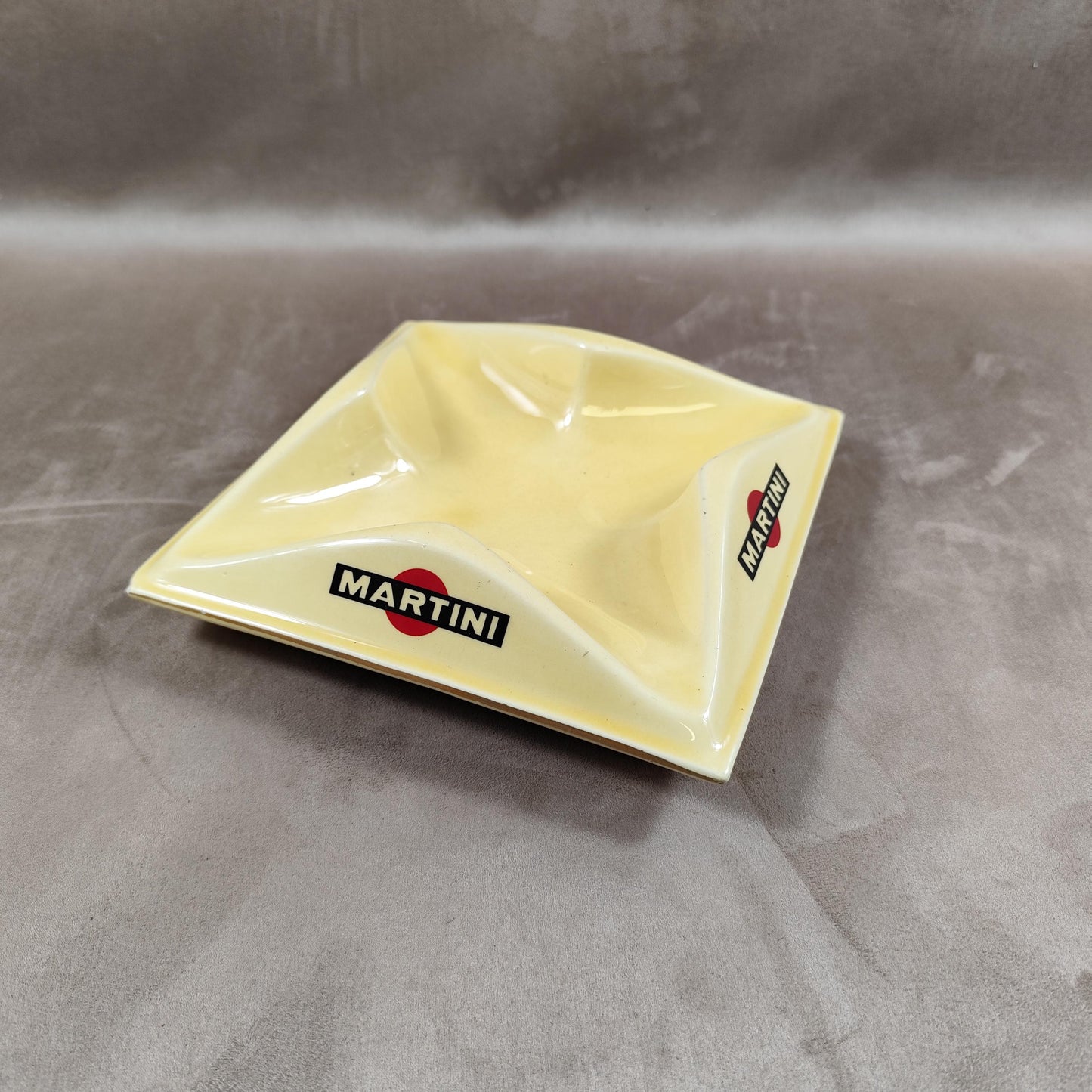 Cendrier XXL MARTINI publicitaire vintage en faience beige Made in France Années 1960