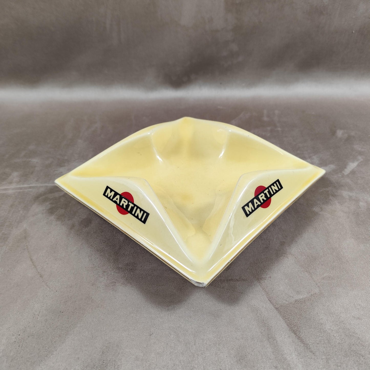 Cendrier XXL MARTINI publicitaire vintage en faience beige Made in France Années 1960