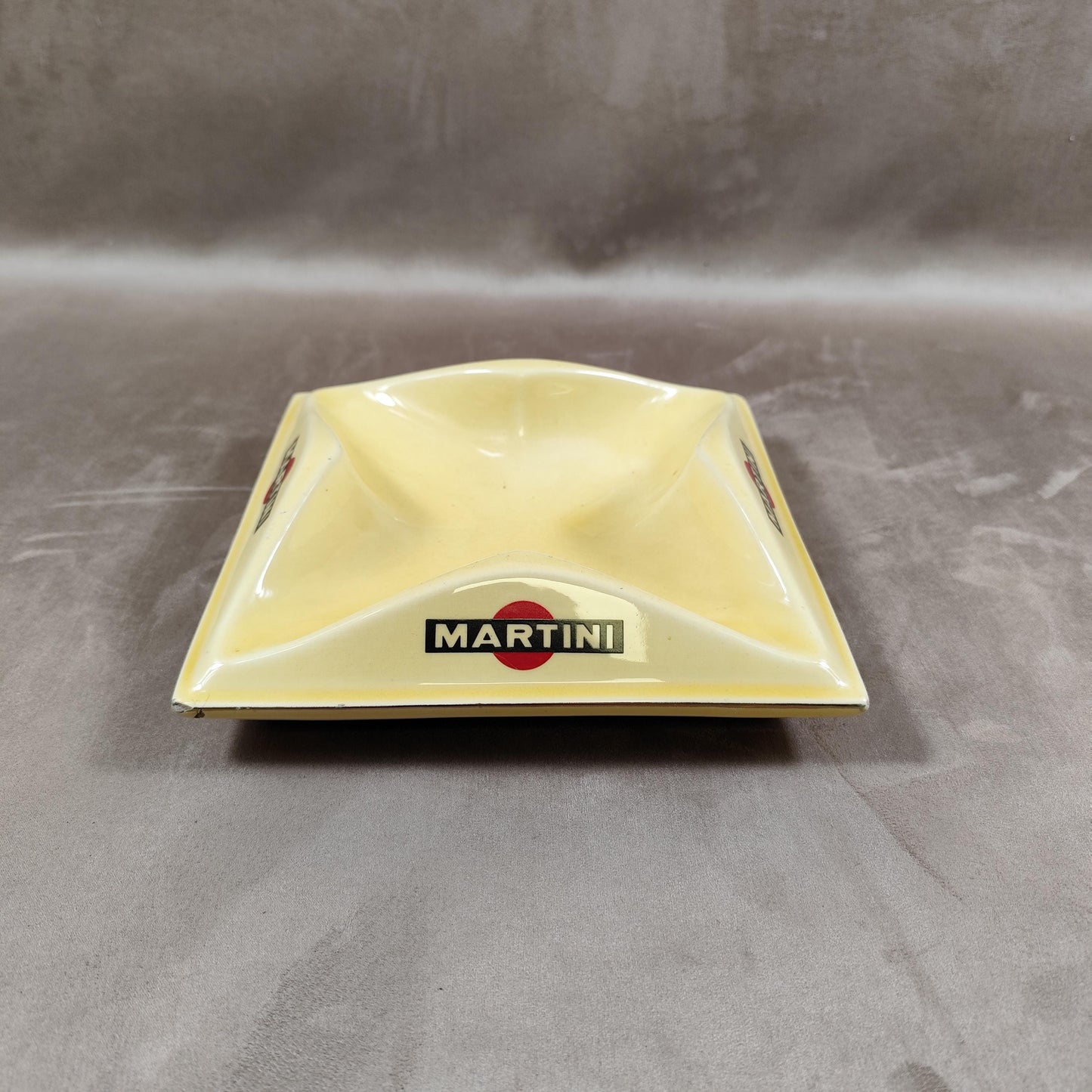 Cendrier XXL MARTINI publicitaire vintage en faience beige Made in France Années 1960