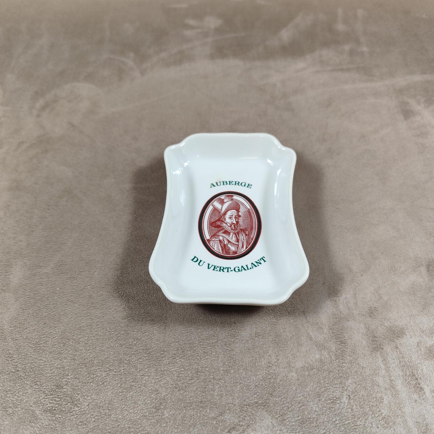 Cendrier Publicitaire Auberge du Vert-Galant en faience Made in France Vintage 1970
