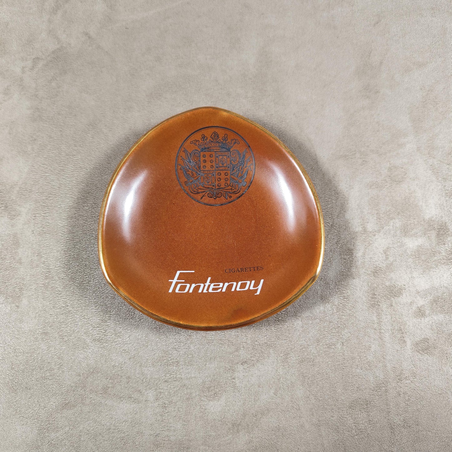 Cendrier Publicitaire Cigarettes Fontenoy en faience Made in France Vintage 1970