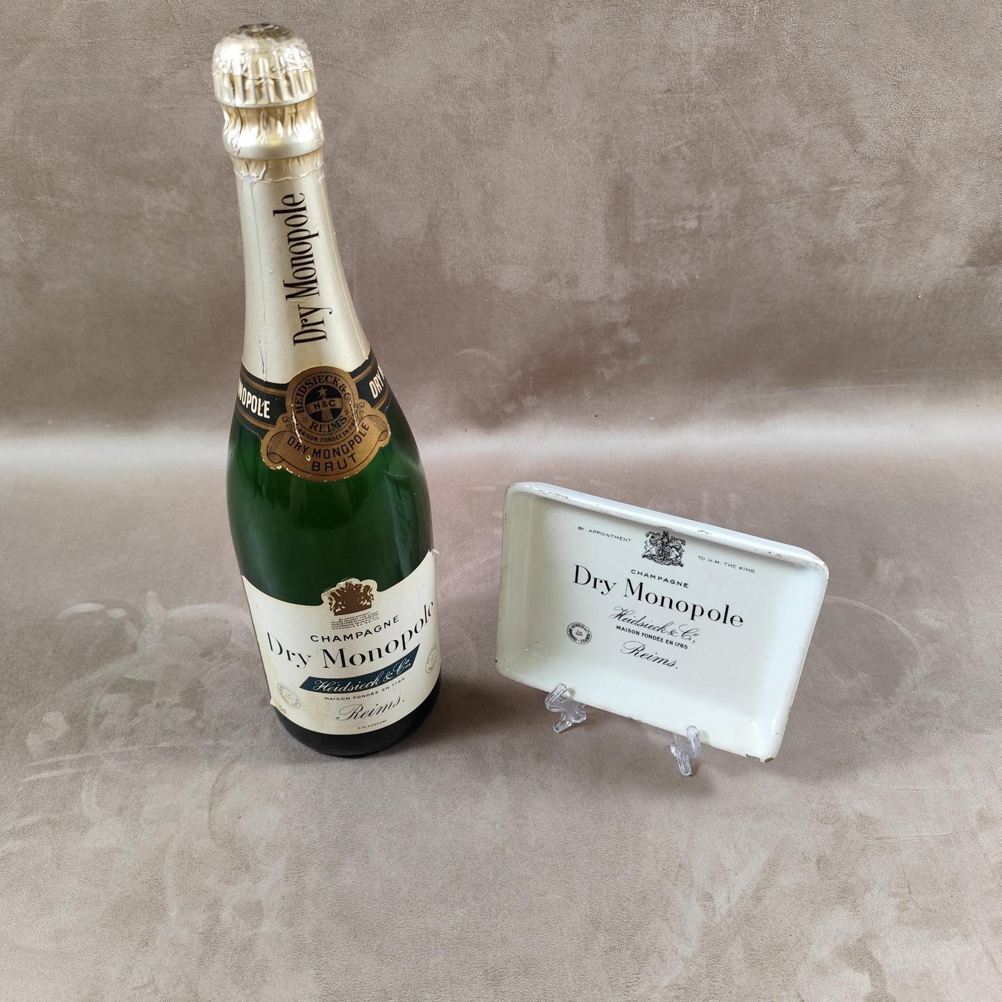 Cendrier Champagne Heidsieck & Co Dry Monopole en céramique Keller et Guérin Lunéville Made in France Vintage 1980
