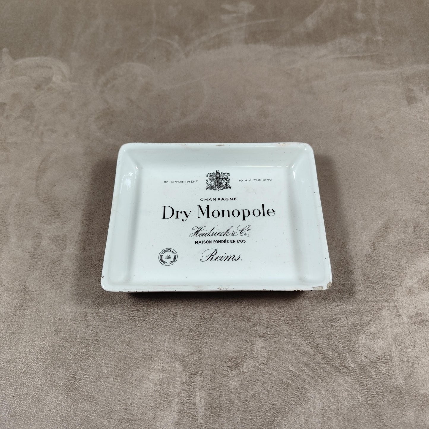 Cendrier Champagne Heidsieck & Co Dry Monopole en céramique Keller et Guérin Lunéville Made in France Vintage 1980