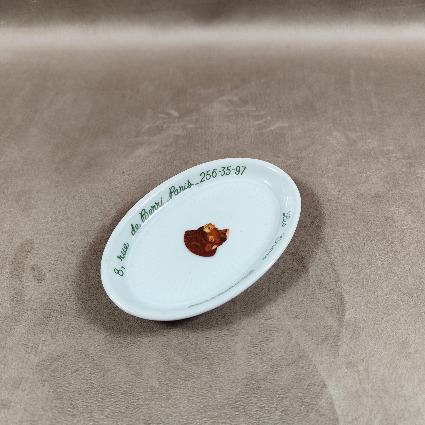 Cendrier Publicitaire Les Trois Limousins Paris en faience par GDA Limoges Made in France Vintage 1970