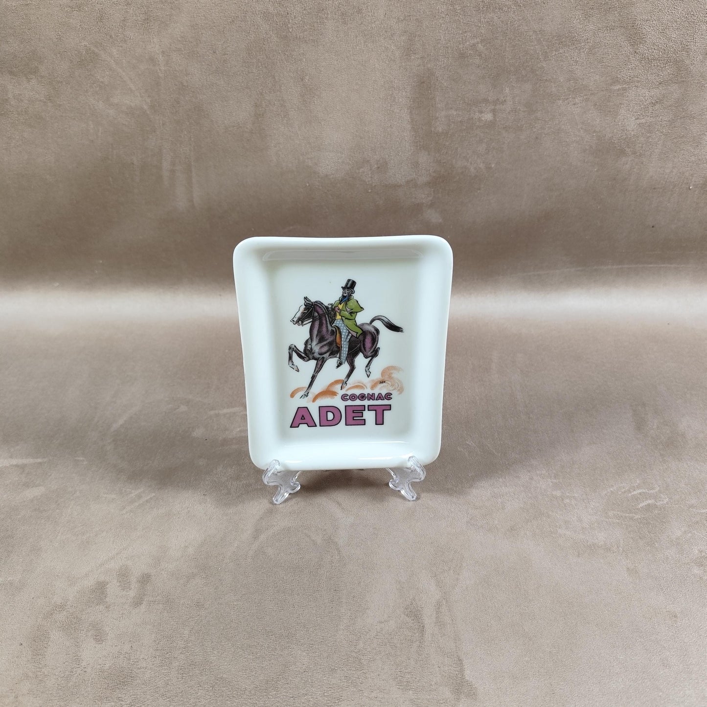 Cendrier Publicitaire Cognac Adet en porcelaine par Thabard Limoges Made in France Vintage 1970