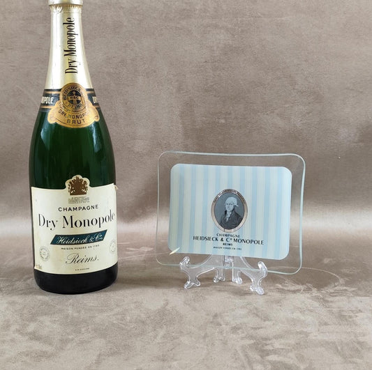 Cendrier, Vide poche en verre Champagne Heidsieck & Co Dry Monopole Made in France Vintage