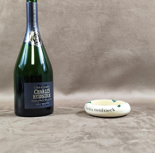 Cendrier Champagne Charles Heidsieck en céramique Made in France Vintage 1950
