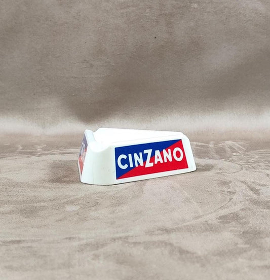 Cendrier publicitaire Cinzano en plastique blanc Made in France Vintage 1960