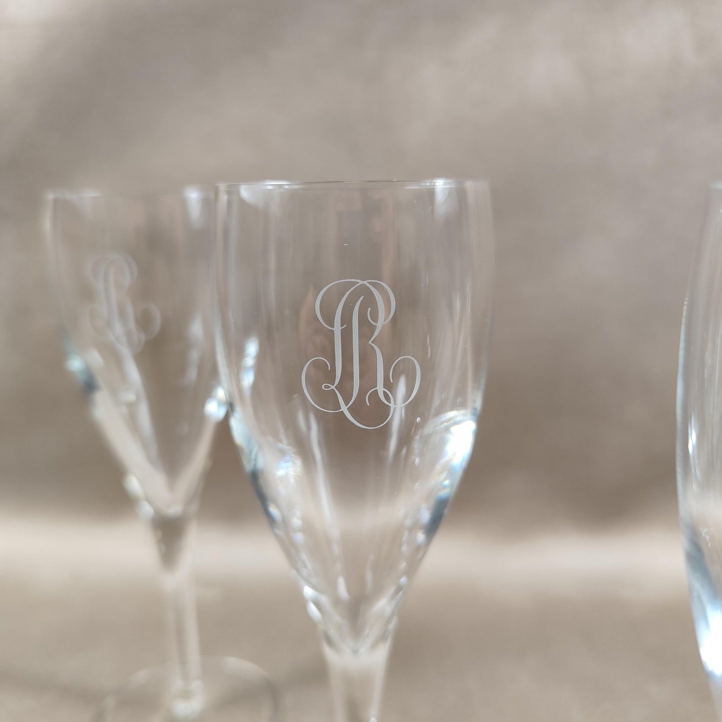 Lot de 6 flutes en cristal Champagne Louis Roederer Reims Made in France Vintage 1980