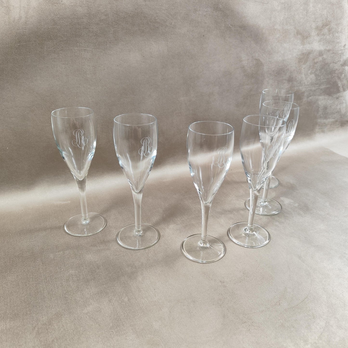 Lot de 6 flutes en cristal Champagne Louis Roederer Reims Made in France Vintage 1980