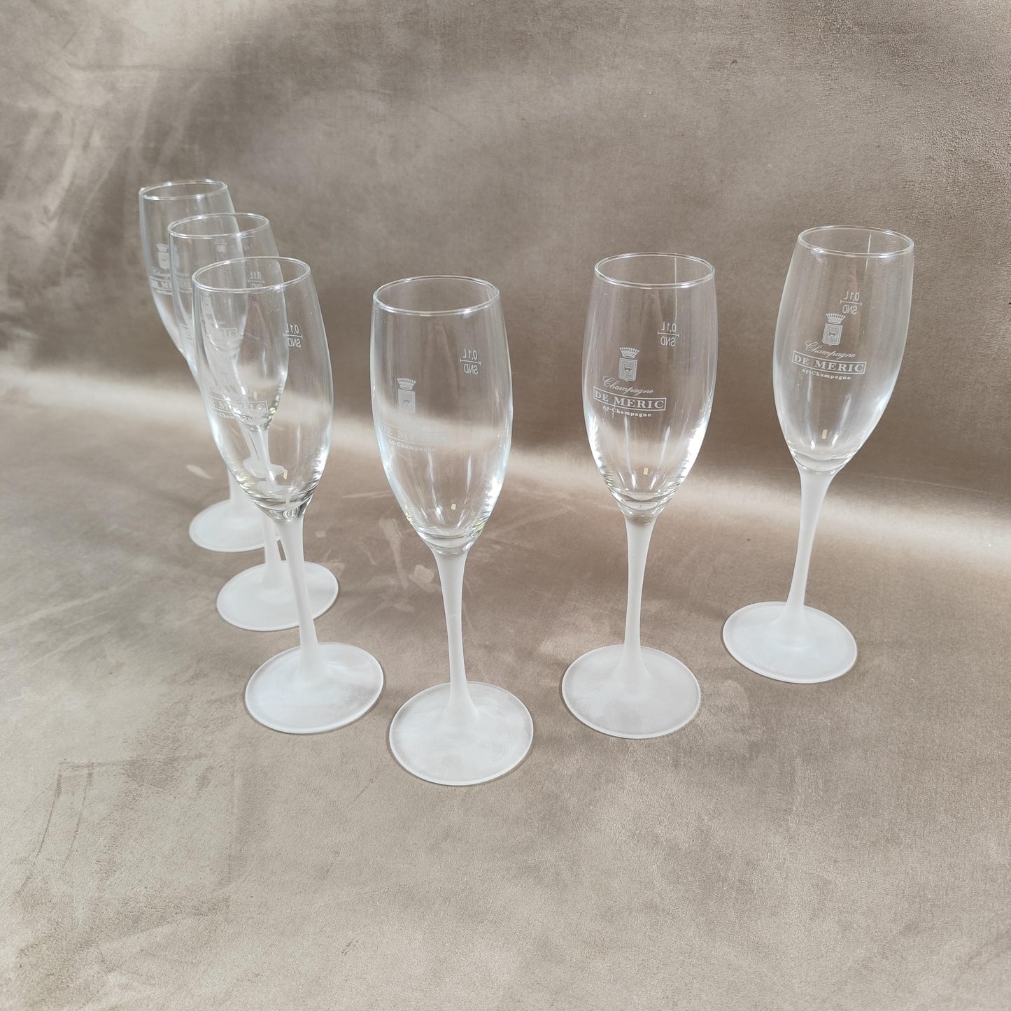 Lot de 6 flutes en verre Champagne DE MERIC Made in France Vintage 1980