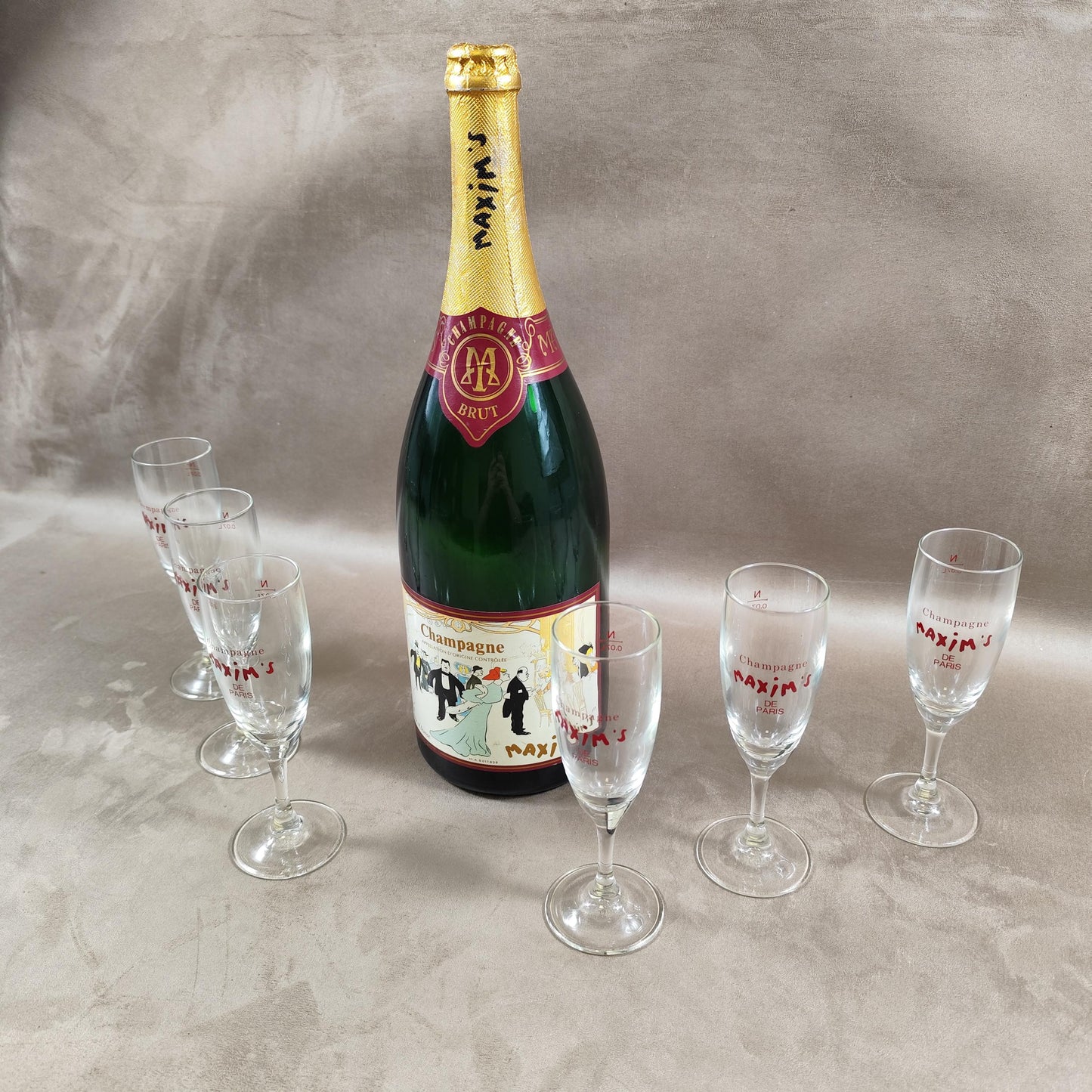 Lot de 6 flûtes à Champagne Maxim's de Paris Made in France Vintage 1990
