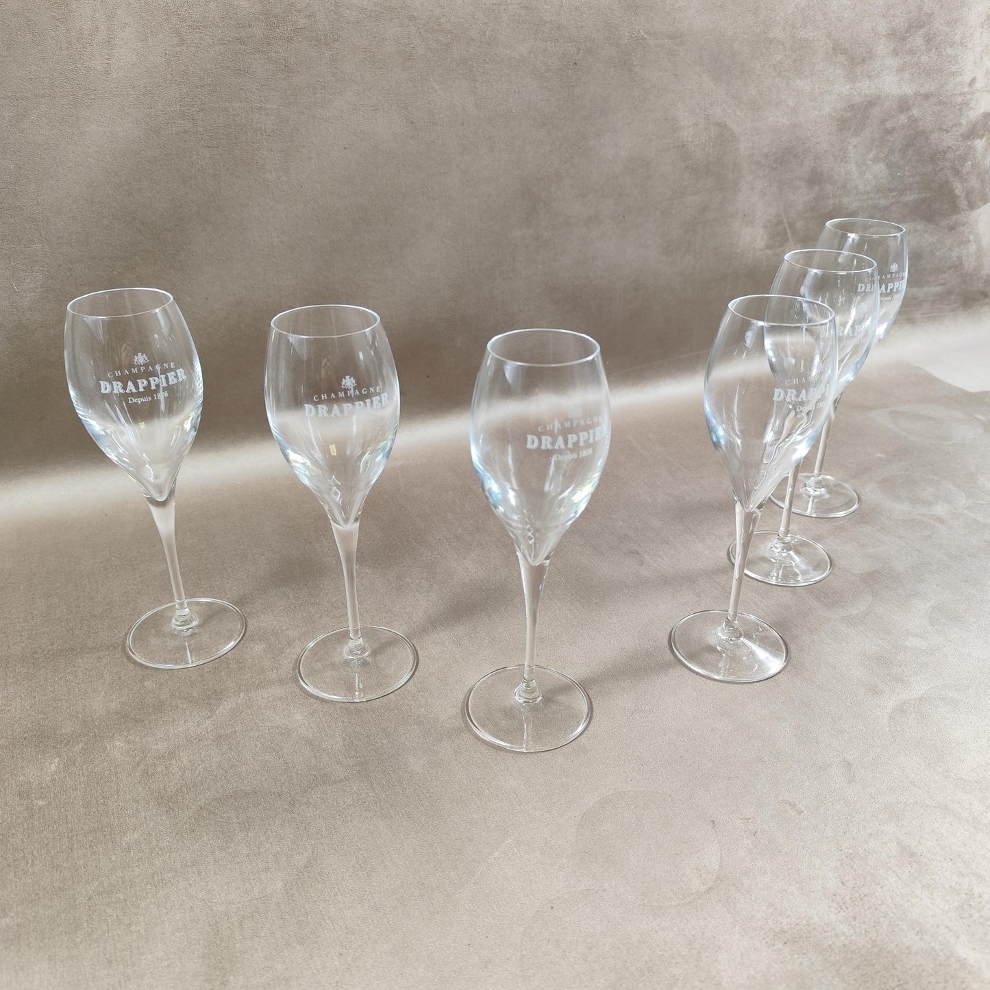 Lot de 6 flutes Champagne Drappier Made in France Vintage 1980
