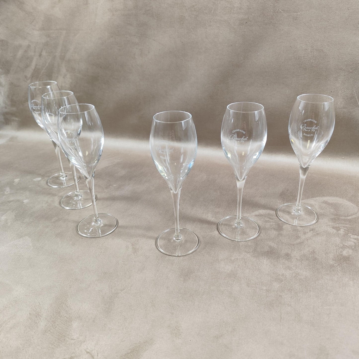 Lot de 6 flutes Champagne Bauchet père & fils Made in France Vintage 1980