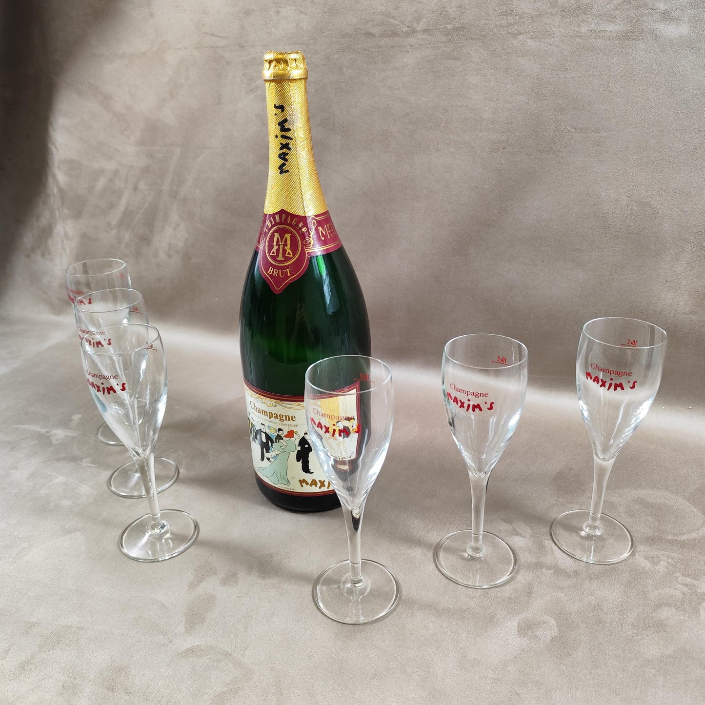 Lot de 6 flûtes à Champagne Maxim's de Paris Made in France Vintage 1990