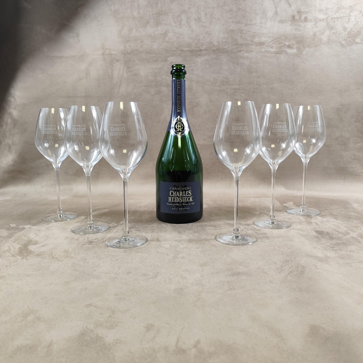 Lot de 6 flutes à champagne Charles Heidsieck Made in France Vintage 1980