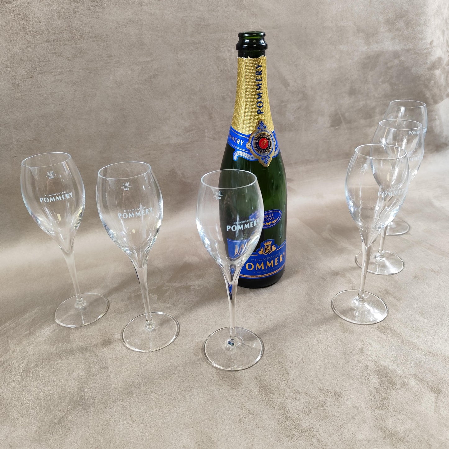 Lot de 6 flutes en cristal Champagne Pommery Made in France Vintage 1980
