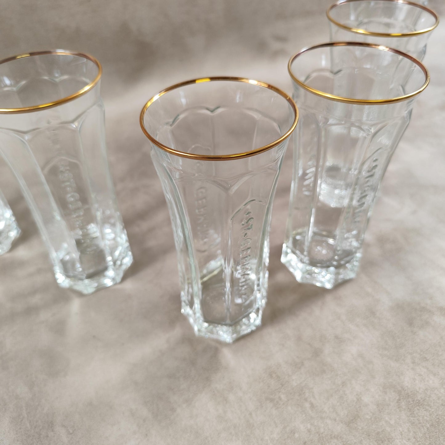 RARE Lot de 6 verres St Germain Liqueur de fleur de Sureau en verre Made in France Vintage 2000