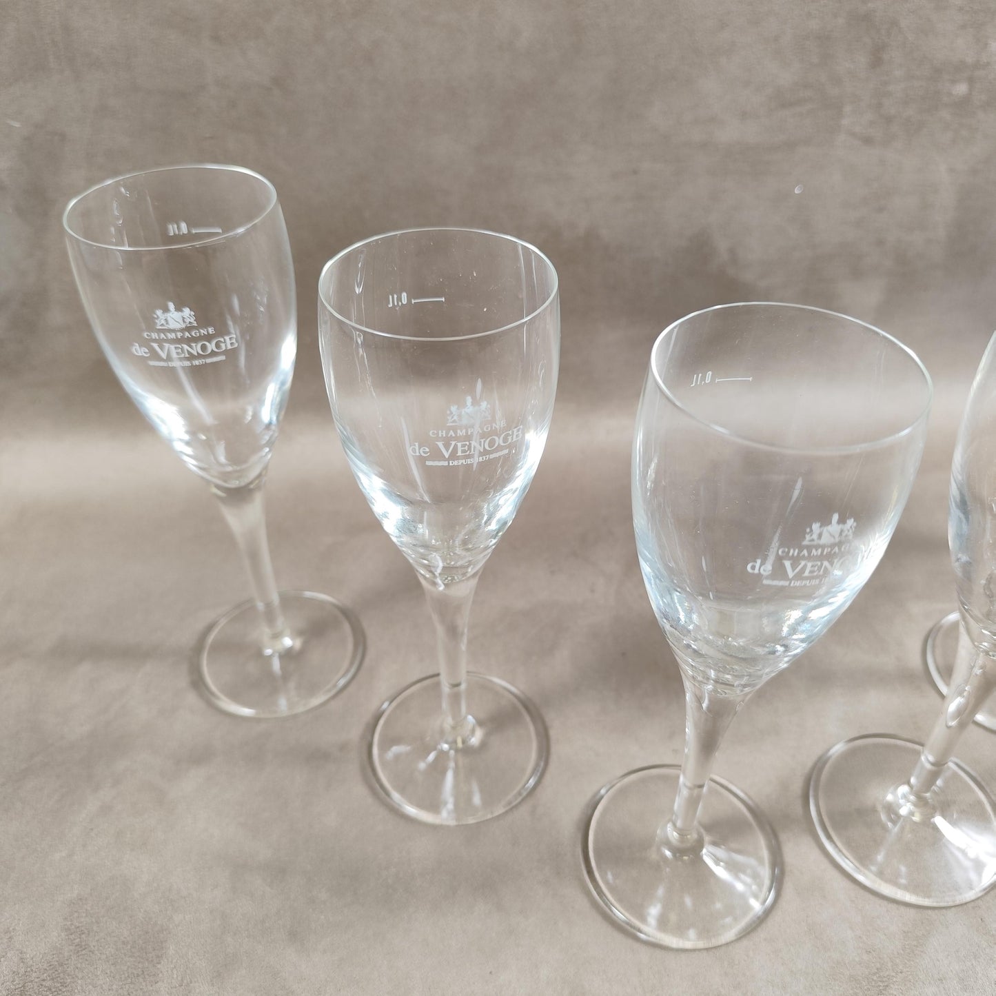 Lot de 6 flutes à Champagne De Venoge Made in France Vintage 1980