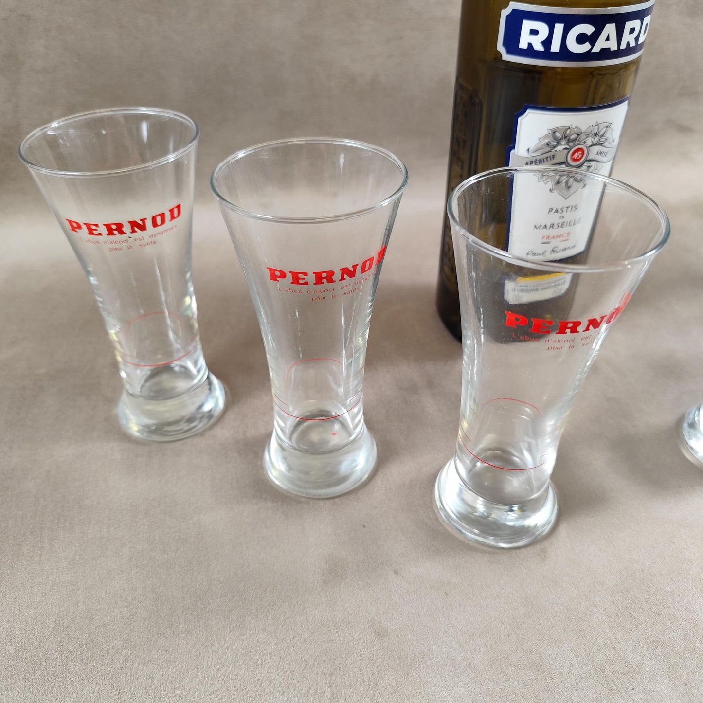 Lot de 6 verres publicitaire PERNOD Made in France Vintage 1990