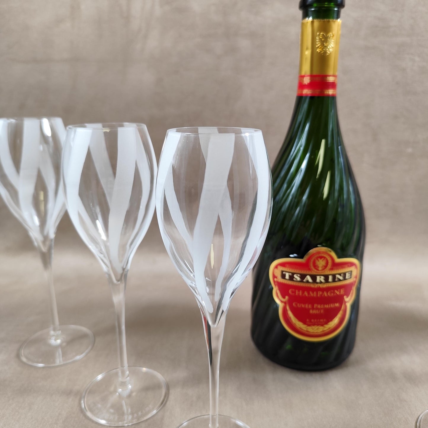 Lot de 6 Flûtes Champagne Tsarine en cristal Made in France Vintage 1980