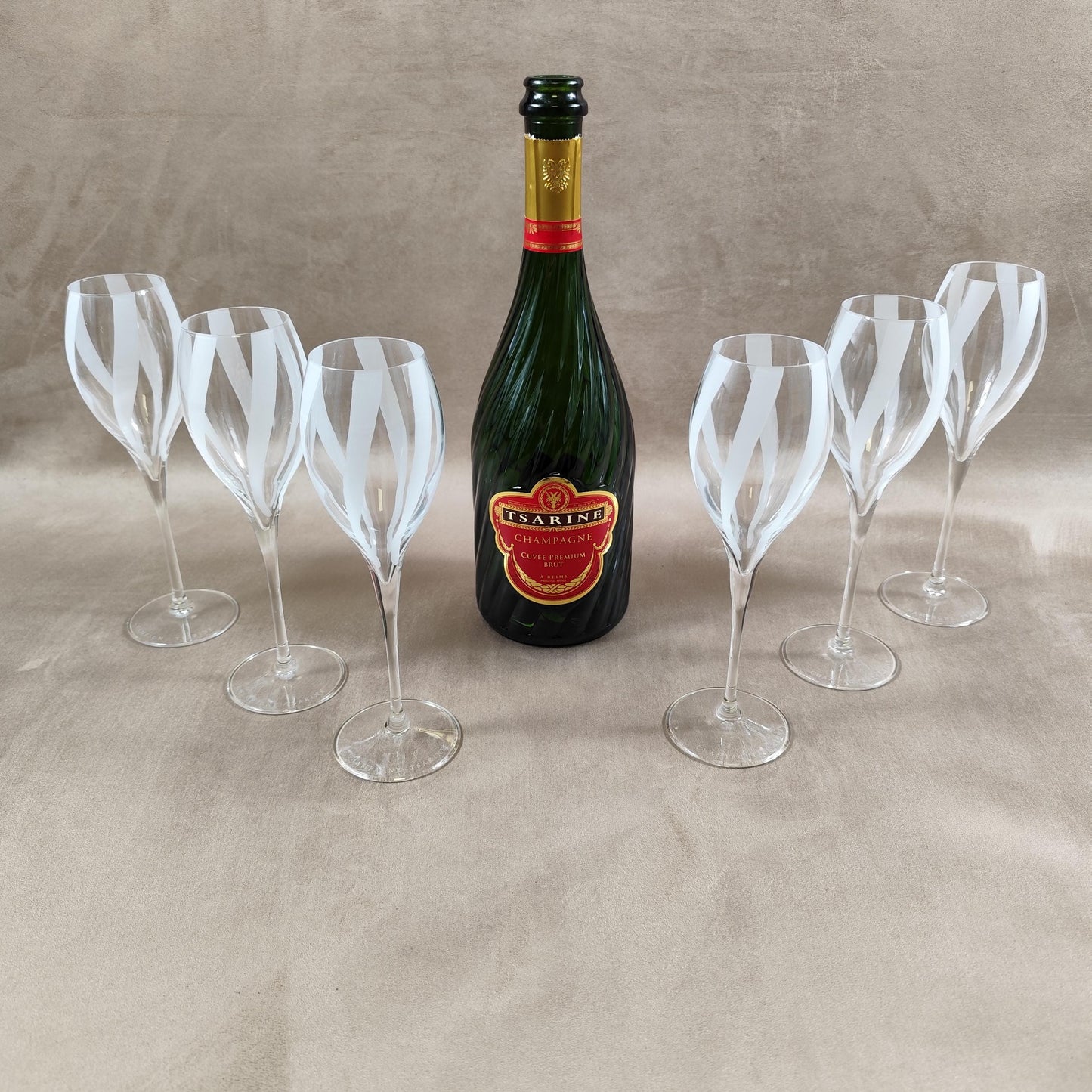 Lot de 6 Flûtes Champagne Tsarine en cristal Made in France Vintage 1980