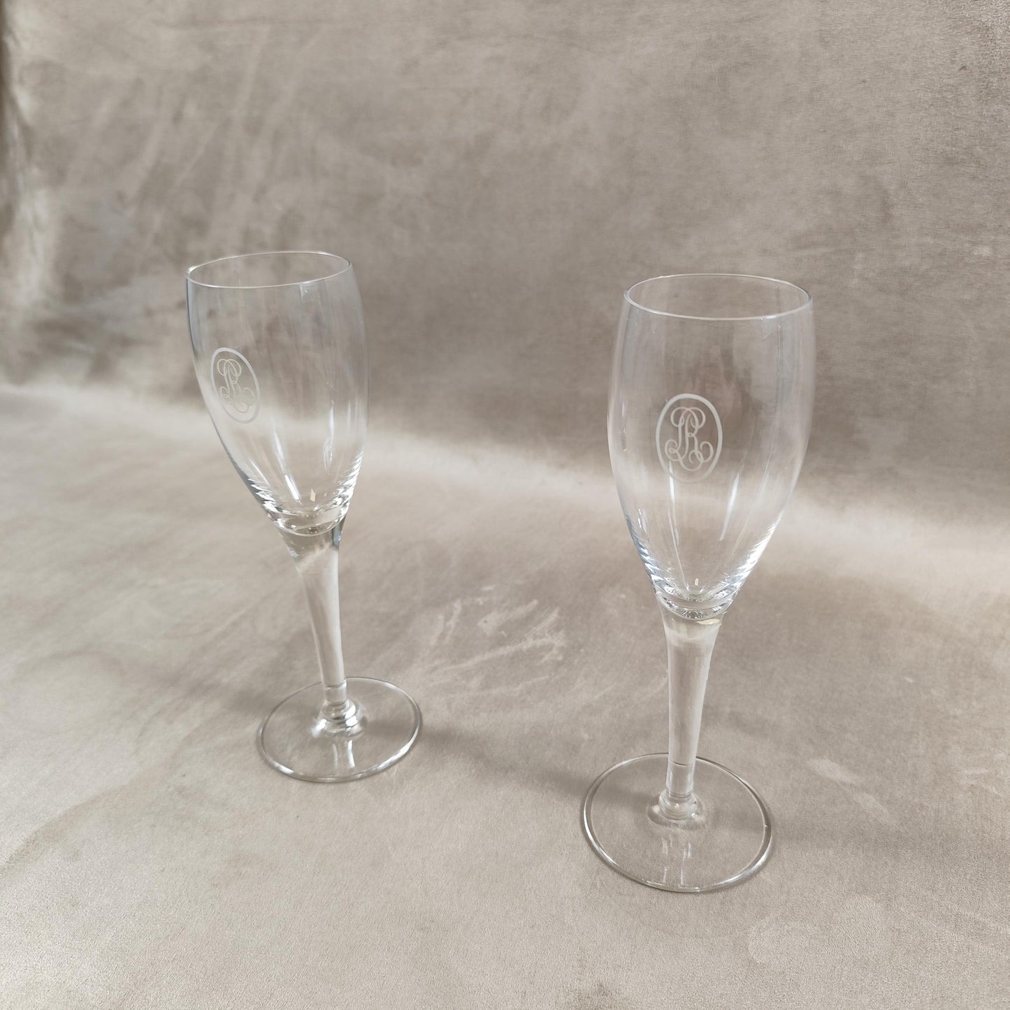 Lot de 2 flutes en verre Champagne Louis Roederer Reims Made in France Vintage 1980
