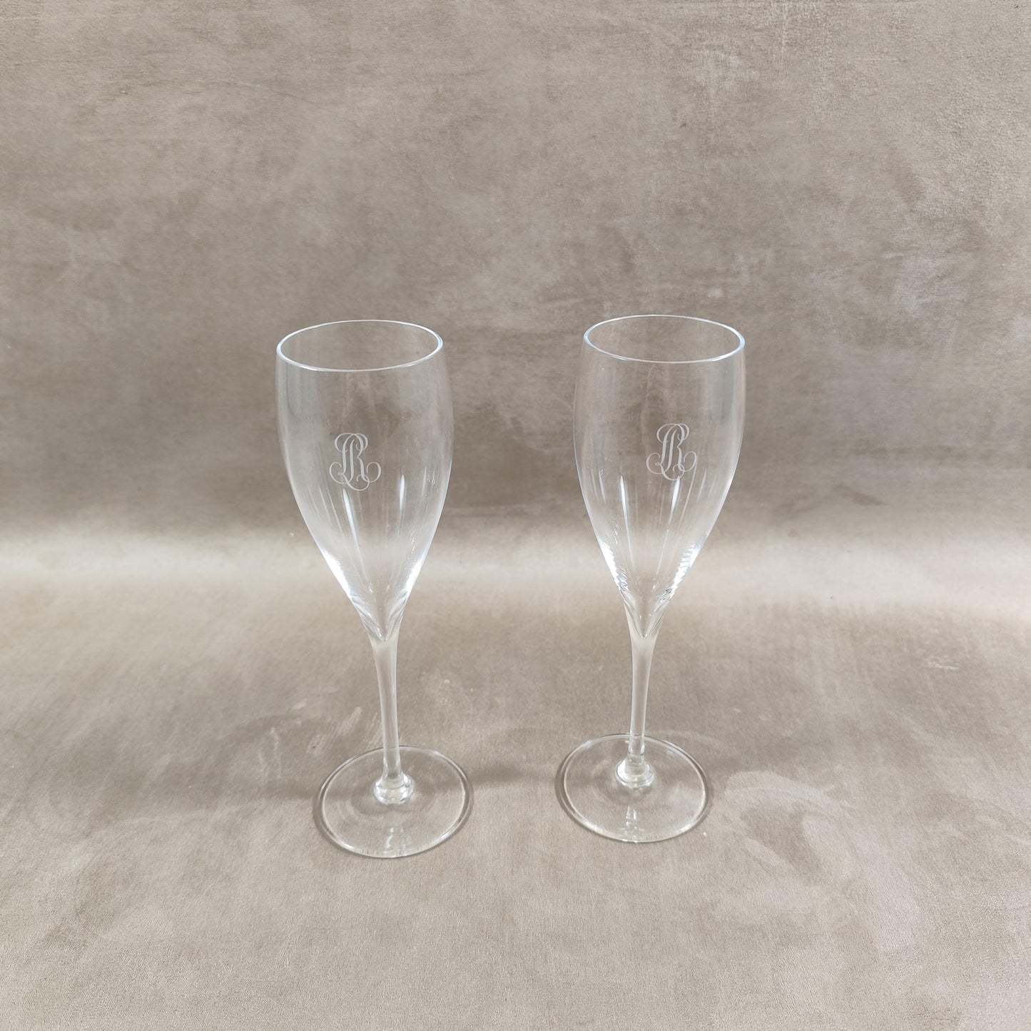 Lot de 2 flutes en cristal Champagne Louis Roederer Reims Made in France Vintage 1980