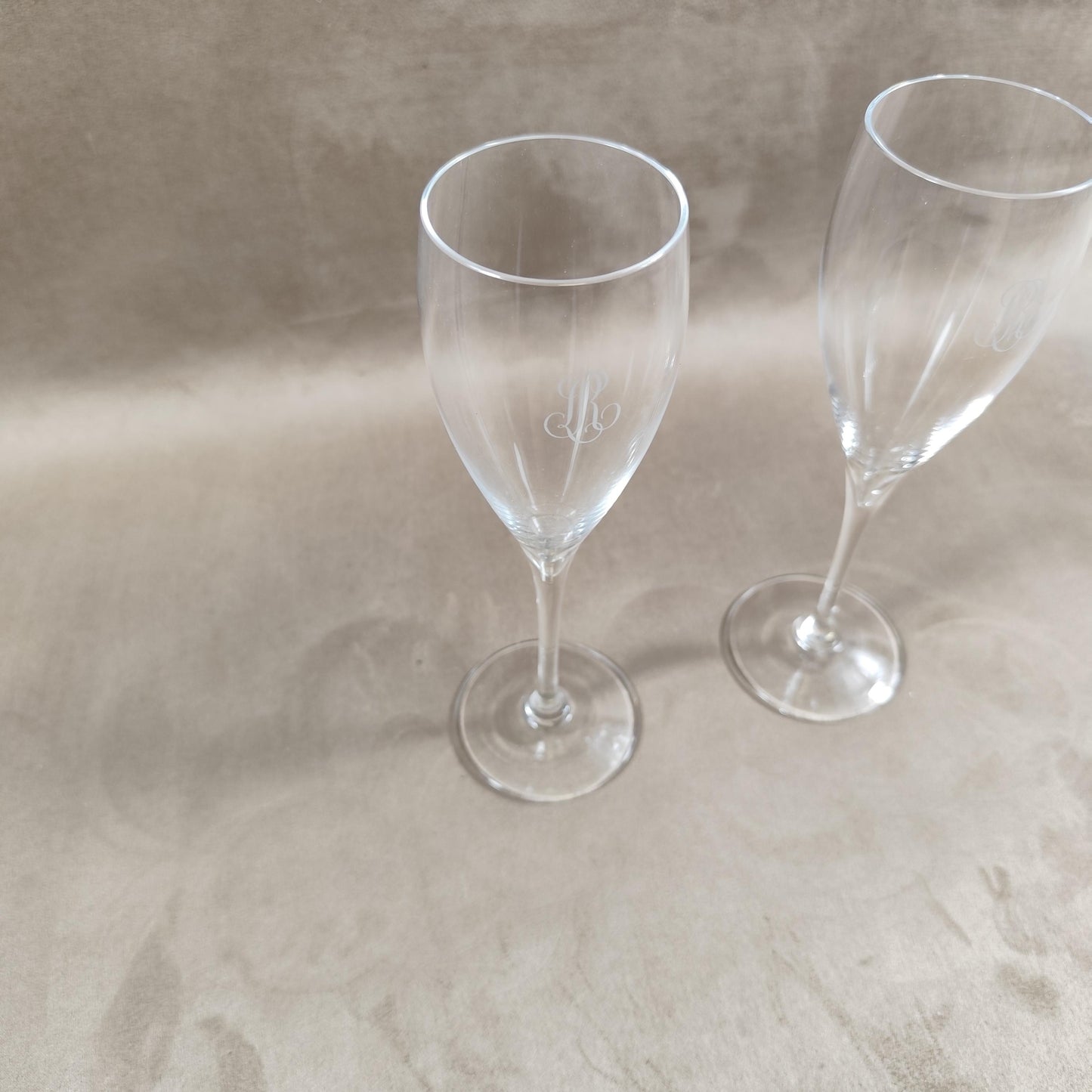 Lot de 2 flutes en cristal Champagne Louis Roederer Reims Made in France Vintage 1980