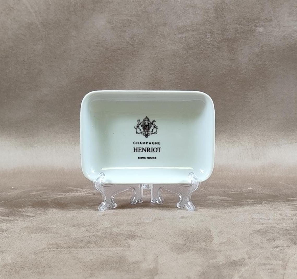 Cendrier Publicitaire Champagne Henriot en faience par Villenauxe Made in France Vintage 1980