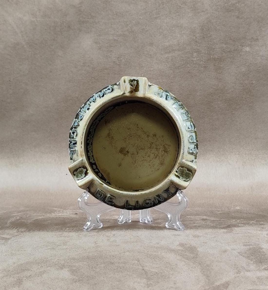 Cendrier Publicitaire Champagne De Ligny Epernay en Faience Made in France Vintage 1900