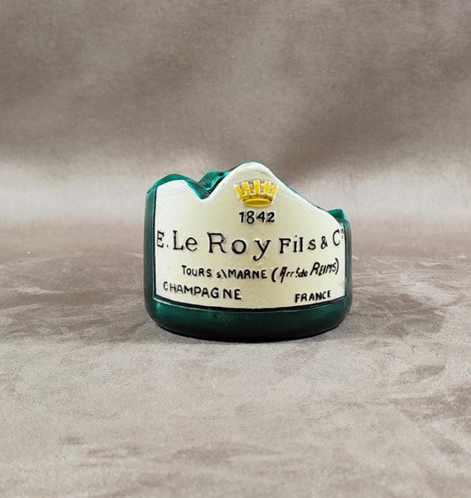 Cendrier publicitaire Champagne Leroy Fils & Cie en forme de cul de bouteille de champagne Made in France Vintage 1970