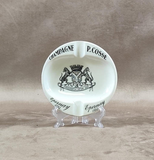 Cendrier Publicitaire Champagne P. Cossé en faience du Moulin Des Loups Made in France Vintage 1900