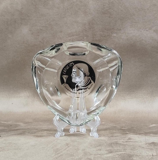 Cendrier Publicitaire Champagne Bichat en verre Made in France Vintage 1970