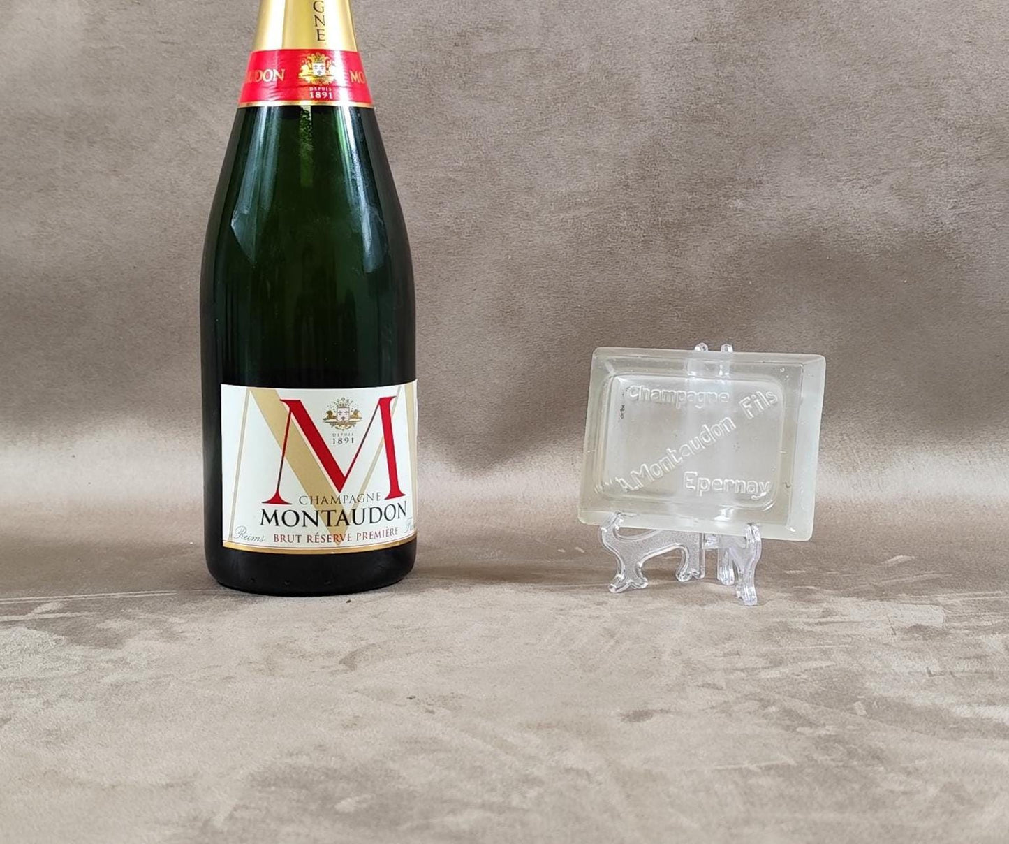 Cendrier Publicitaire Champagne Montaudon Fils en verre Made in France Vintage 1970