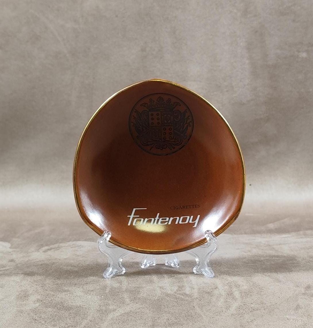 Cendrier Publicitaire Cigarettes Fontenoy en faience Made in France Vintage 1970