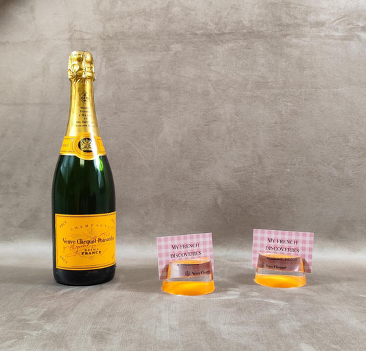 Lot de 2 porte menu/cartes Champagne Veuve Clicquot ligne Trendy Made in France Vintage 1990