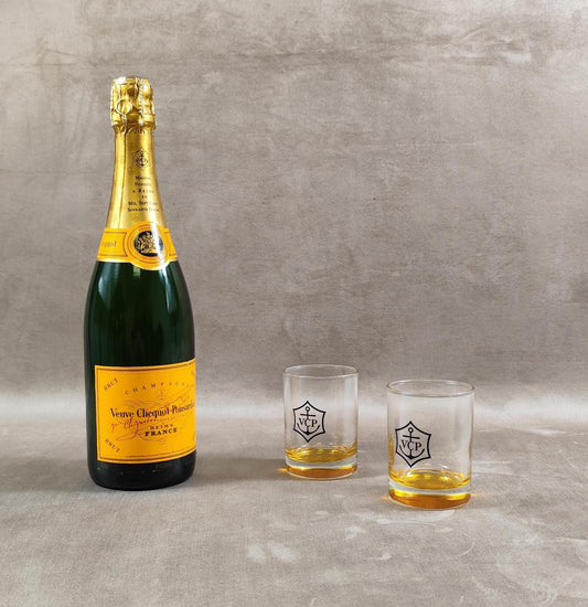 Lot de 2 Verres à eau Veuve Clicquot ligne trendy Made in France Vintage 1990