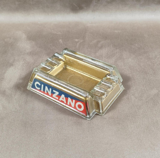 Cendrier publicitaire Cinzano en verre Made in France Vintage 1960