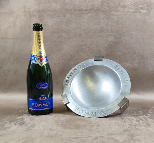 Cendrier XXL publicitaire Champagne Pommery en métal Made in France Vintage 1970