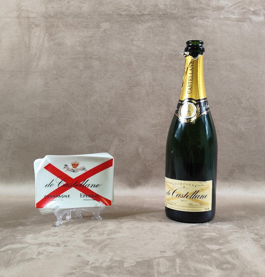 Cendrier Publicitaire Champagne De Castellane en céramique Made in France Vintage 1980