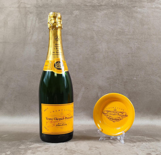 Cendrier vide-poche publicitaire Champagne Veuve Clicquot Ponsardin en faïence Villenauxe Made in France Vintage 1970