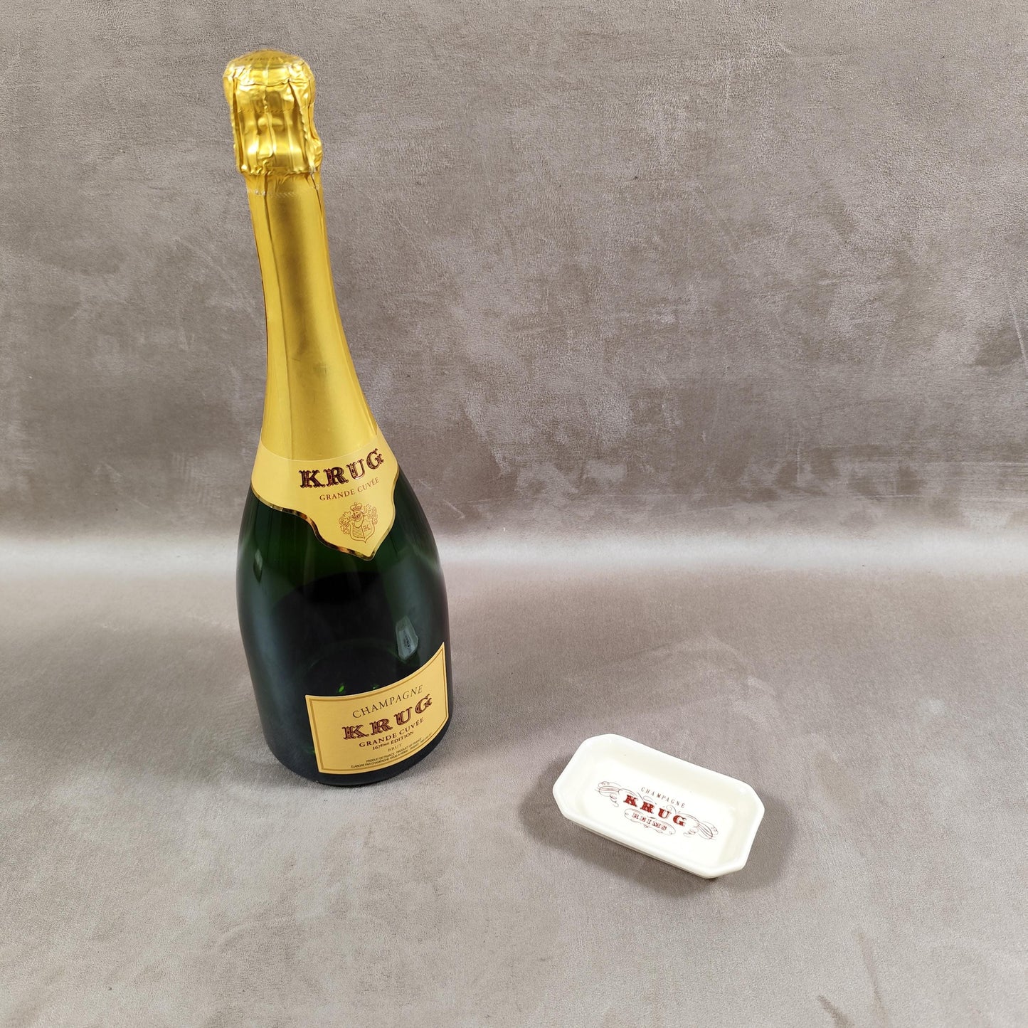 Cendrier Publicitaire Champagne Krug en céramique de Villenauxe Made in France Vintage 1970